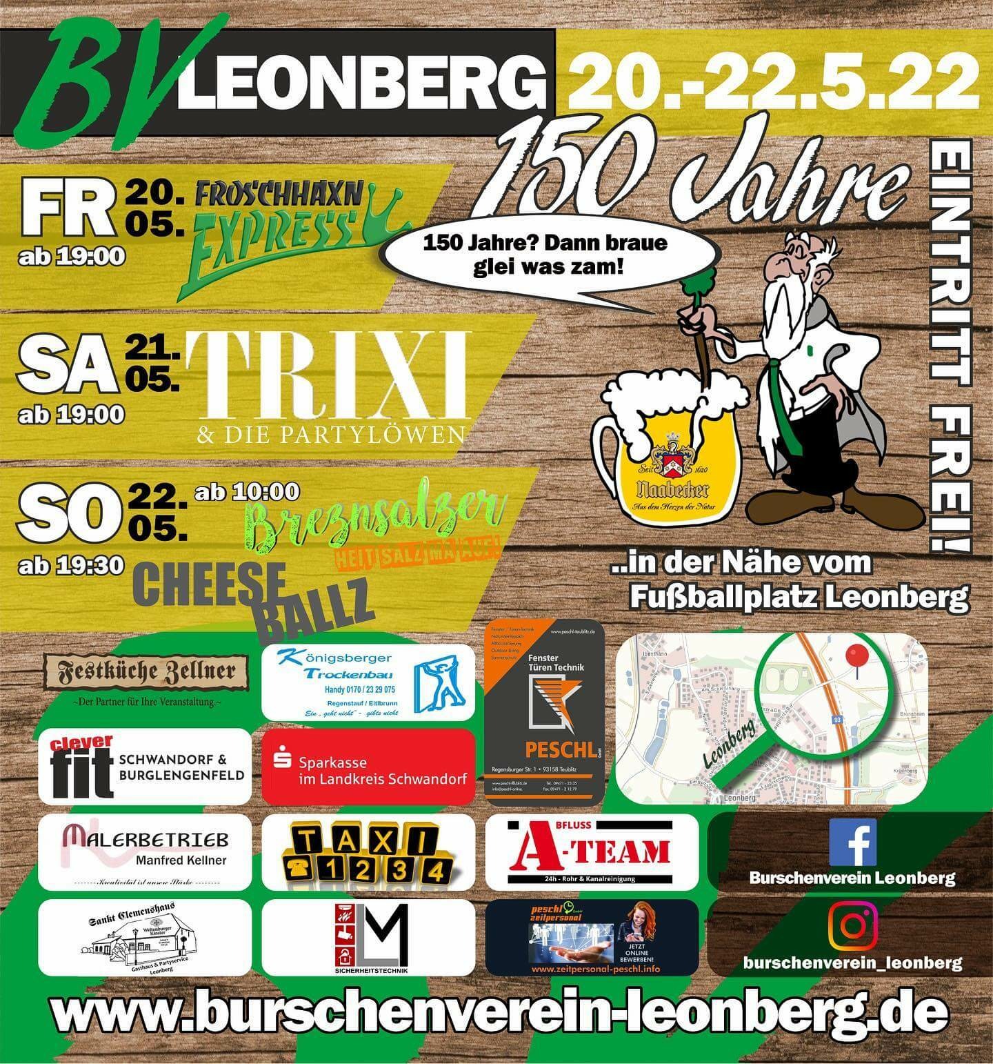 Plakat 150 jähriges Burschenfest Leonberg