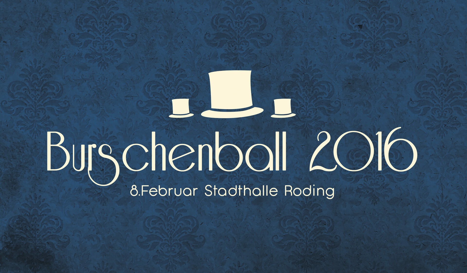 Das Burschenball Eventbanner mit Zylinder und Schriftzug