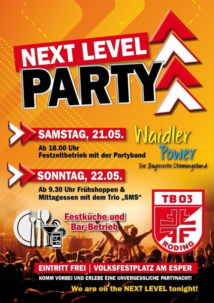 Plakat der NEXT LEVEL PARTY